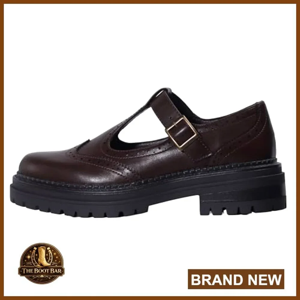 Platform Mary Jane Oxford Flats with Adjustable Buckle T-Strap